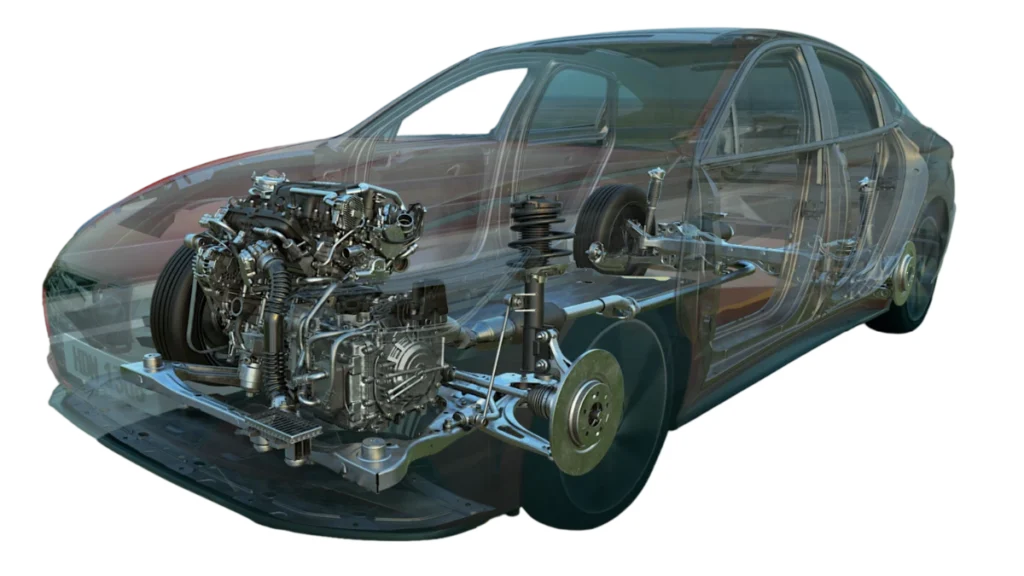 Transparent Car Showing Engine